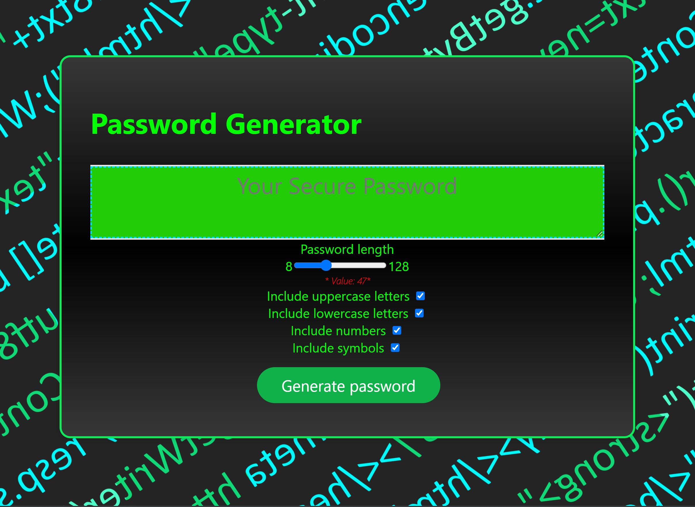Password Generator Screenshot